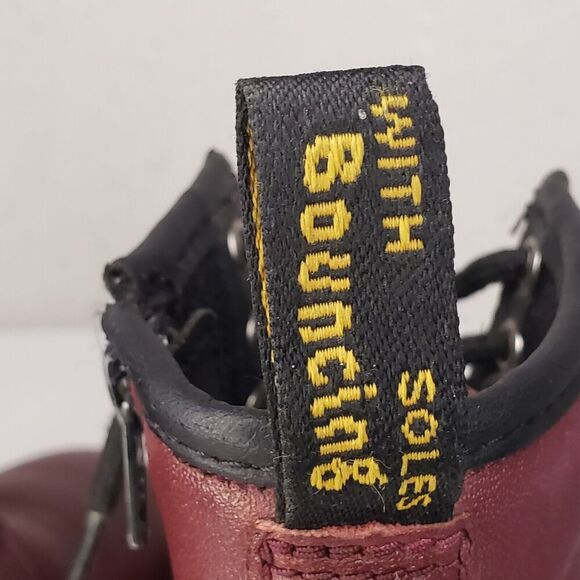Dr Doc Martens Burgandy Leather Combat Boots Youth Kids Girls Size 12 US 1460J - Picture 13 of 16